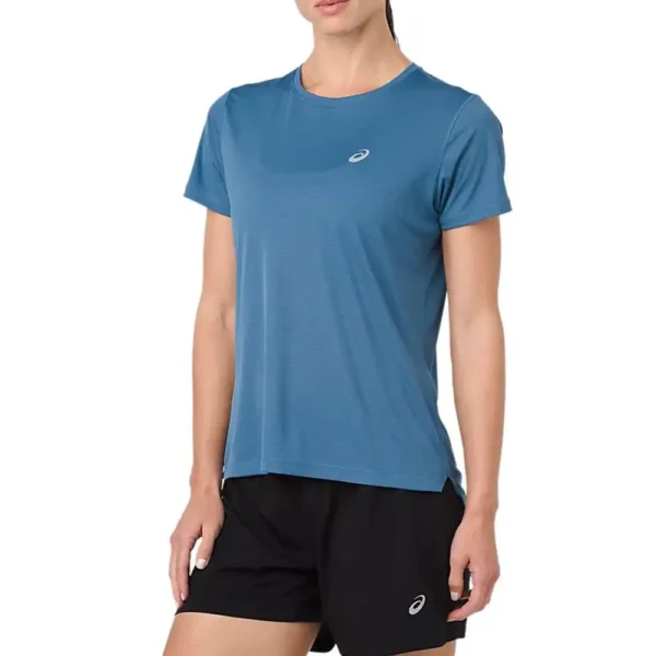 CAMISETA ASICS SILVER SS AZUL AZUFRE MUJER