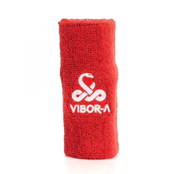 MUÑEQUERA VIBORA ROJO LOGO BLANCO